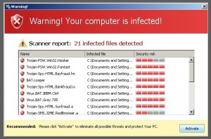 **webroot.com: Fake results of a “virus scan “done by a scammer.